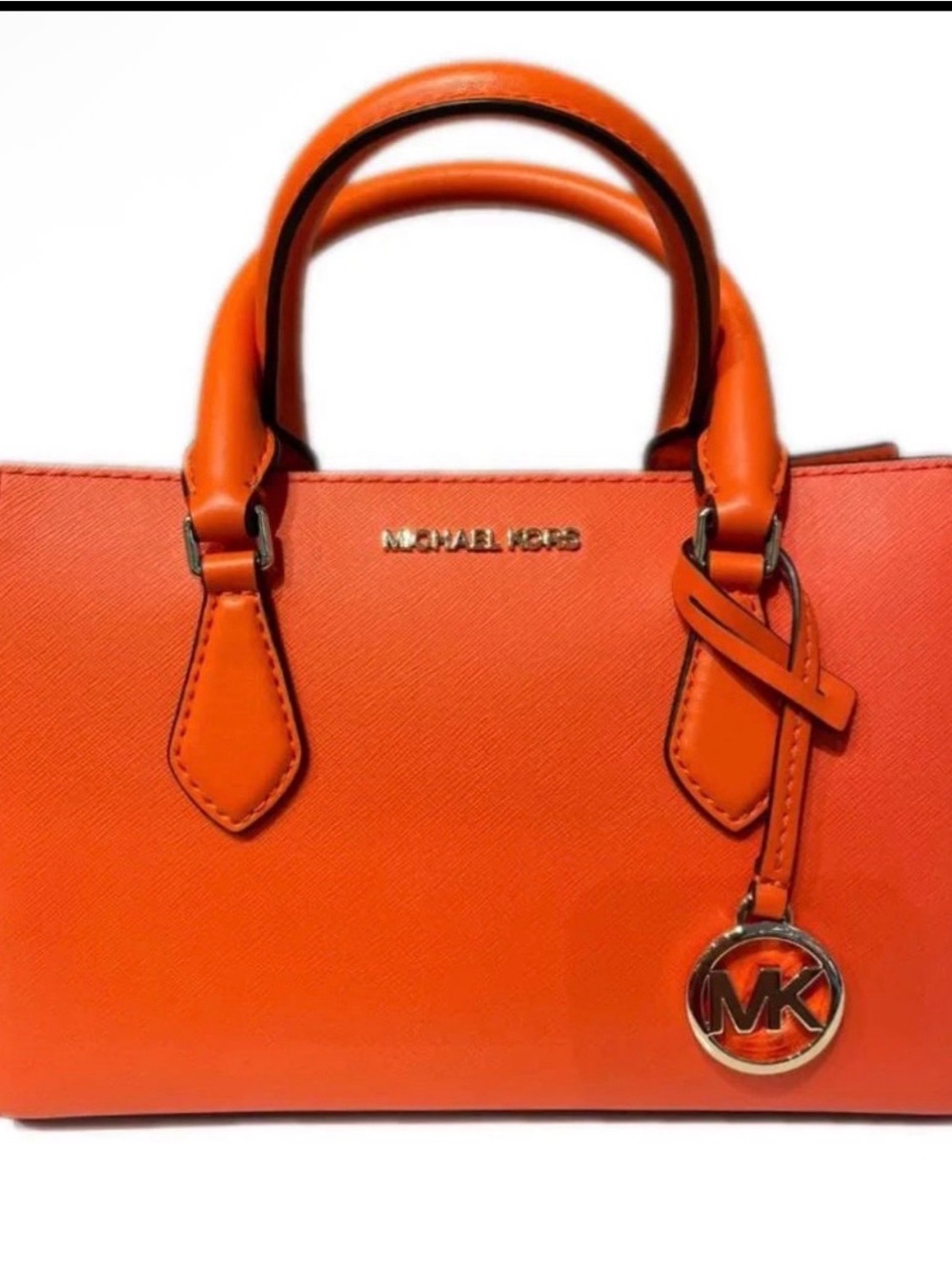 NWT Michael Kors Sheila Small Satchel Crossbody Bag Poppy Vegan Saffiano